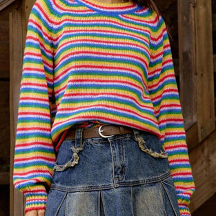 Vibrant Striped Long Sleeve Sweater