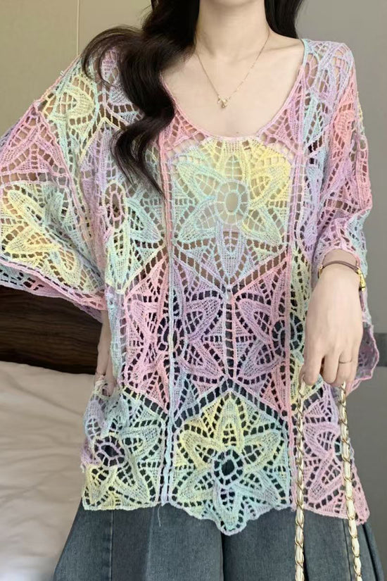 Floral Crochet Loose-Fit Blouse
