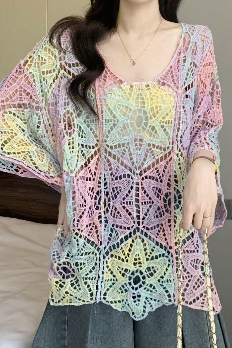 Floral Crochet Loose-Fit Blouse