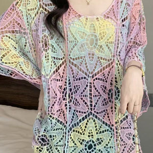 Floral Crochet Loose-Fit Blouse