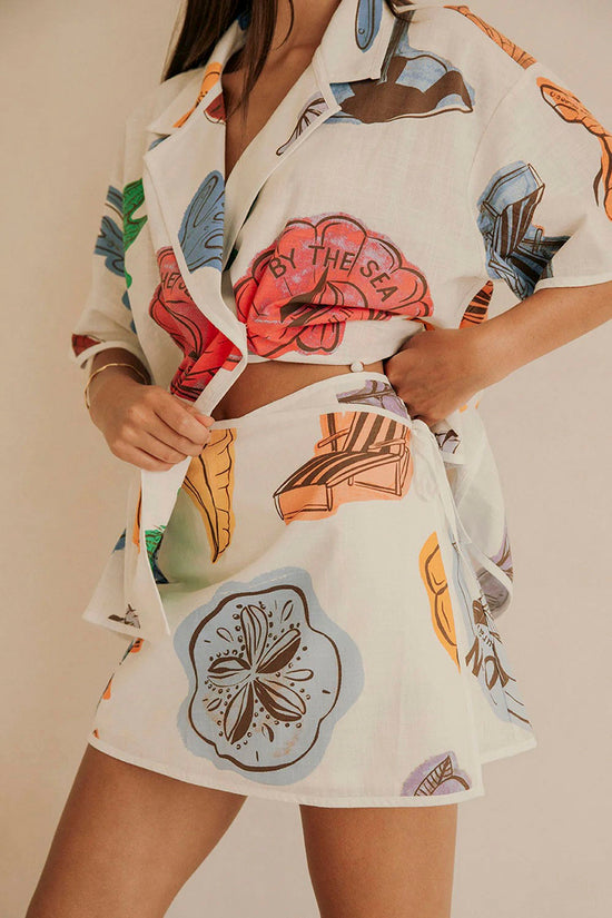 Chic Graphic Print Skirt Set