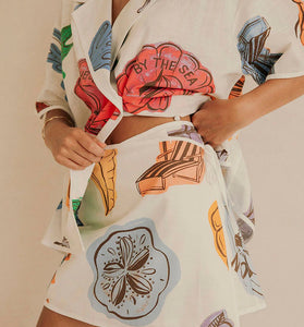 Chic Graphic Print Skirt Set