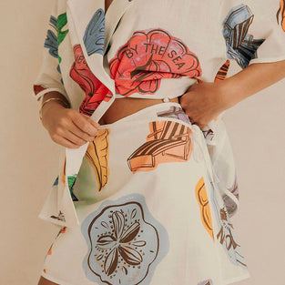 Chic Graphic Print Skirt Set