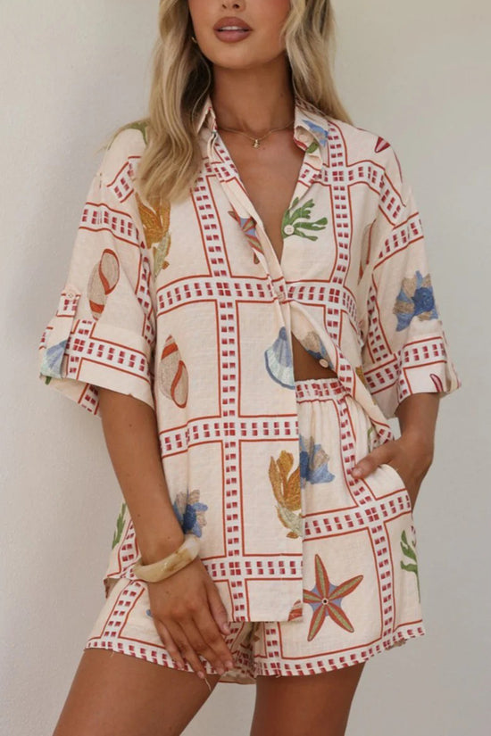 Nautical Print Relaxed Short Set
