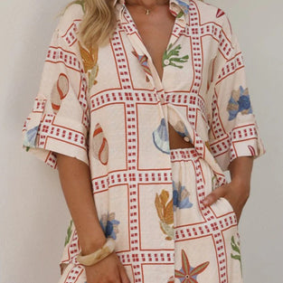 Nautical Print Relaxed Short Set