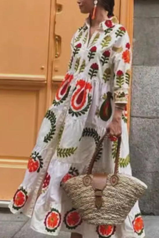 Floral Patchwork Tiered Maxi Dress