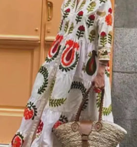 Floral Patchwork Tiered Maxi Dress