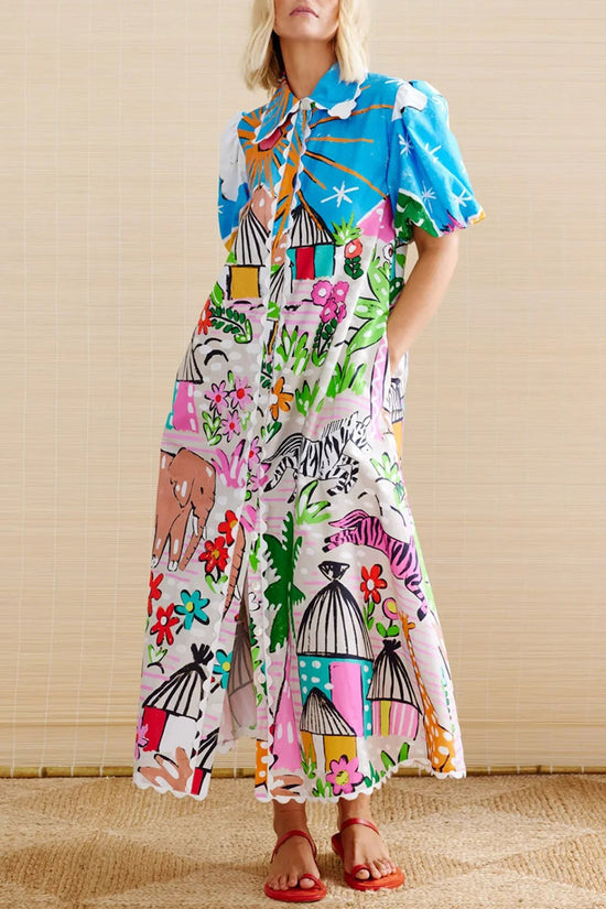 Artistic Safari Print Casual Dress