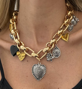 Heart Charm Statement Necklace