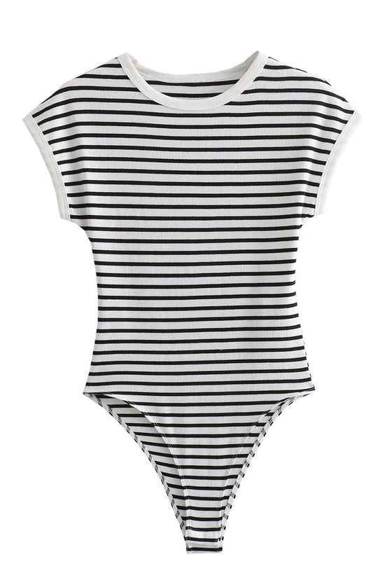 Striped Sleeveless Bodycon Bodysuit