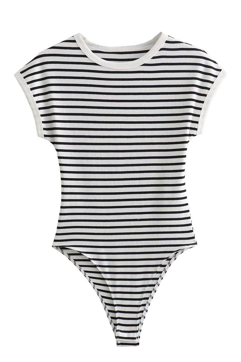 Striped Sleeveless Bodycon Bodysuit