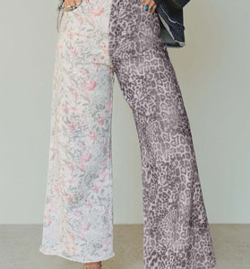 Retro Floral Leopard Contrast Patchwork Jean