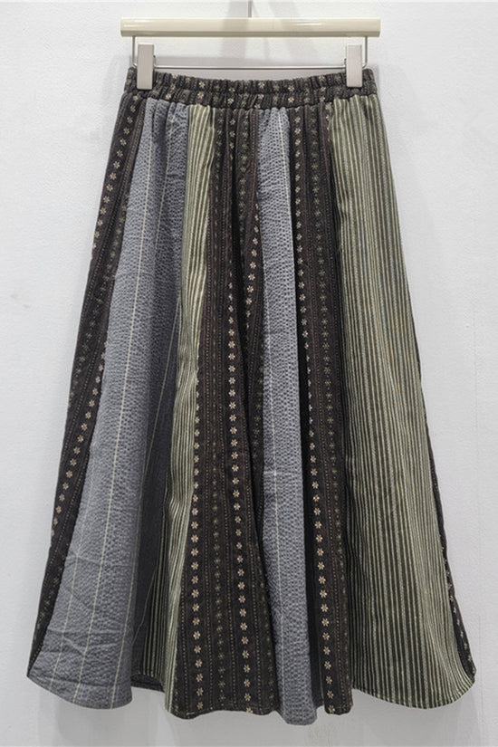 Striped Patchwork Midi Skirt