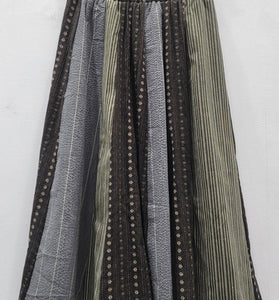 Striped Patchwork Midi Skirt