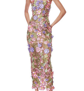 Floral Strapless Evening Dress