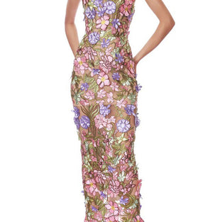 Floral Strapless Evening Dress