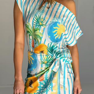 Tropical One-Shoulder Skirt Set