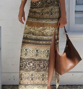 Elegant Patterned Midi Skirt