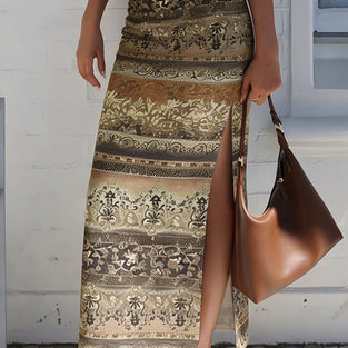 Elegant Patterned Midi Skirt