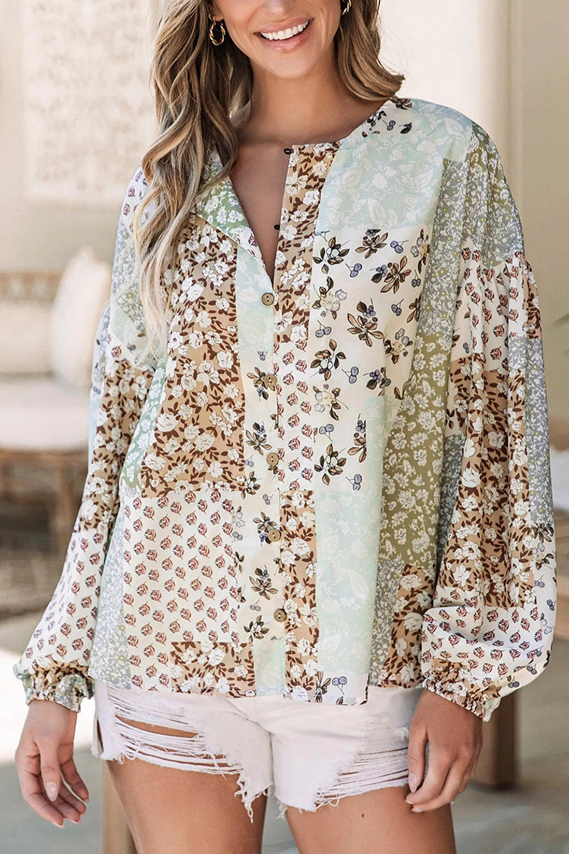 Floral Patchwork Puff Sleeve Shirtt