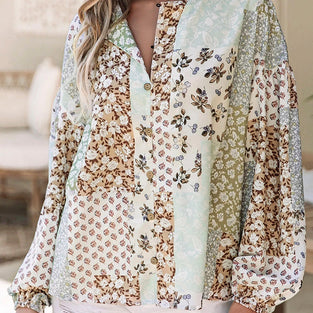 Floral Patchwork Puff Sleeve Shirtt