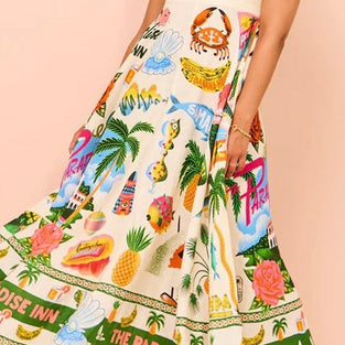 Tropical Print Sleeveless Maxi Dress