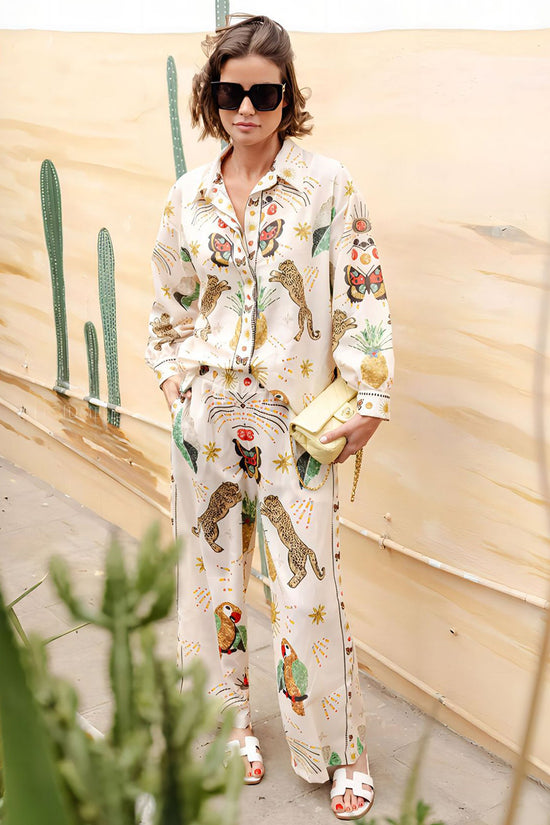 Abstract Print Relaxed Pants Set