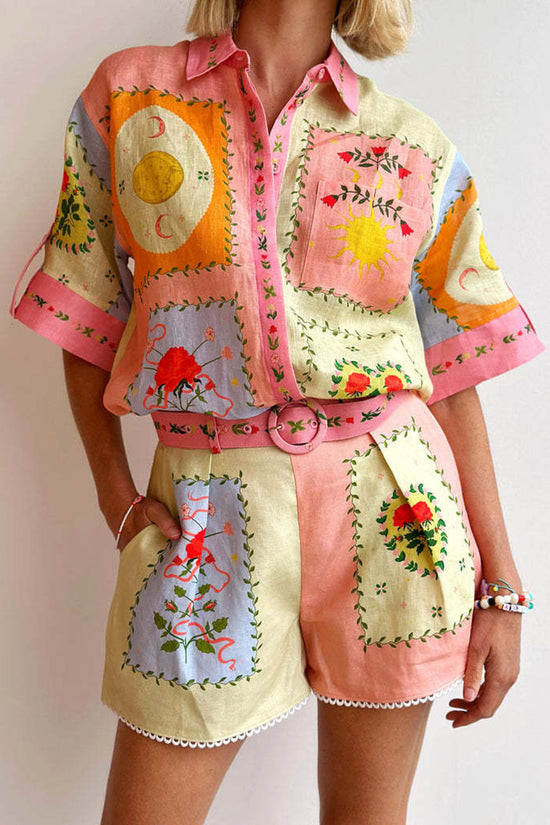 Vibrant Patchwork Short Set