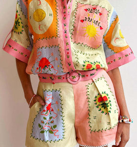 Vibrant Patchwork Short Set