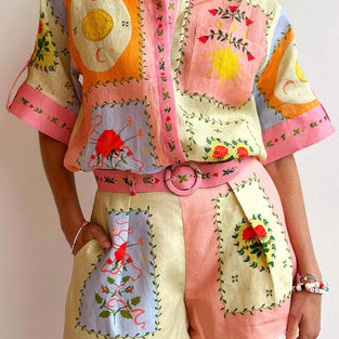 Vibrant Patchwork Short Set
