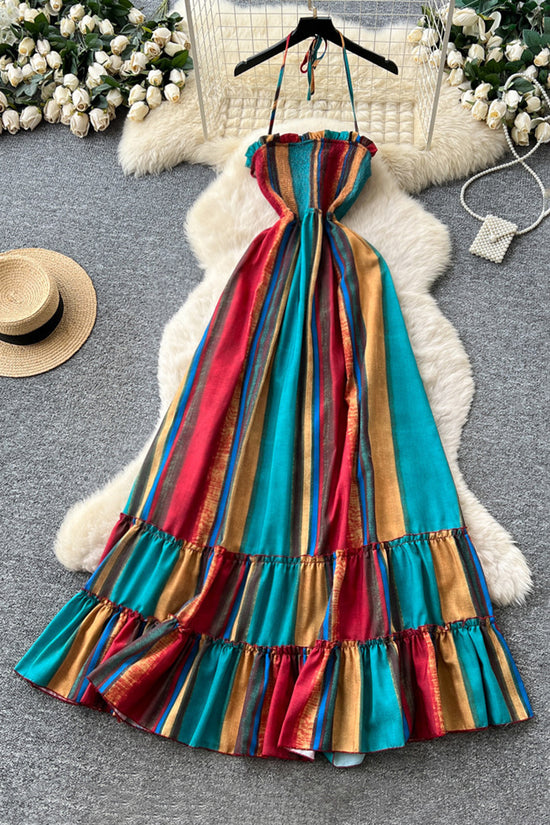 Striped Halter Casual Sundress