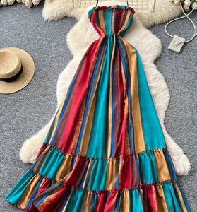 Striped Halter Casual Sundress
