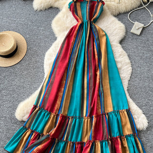 Striped Halter Casual Sundress
