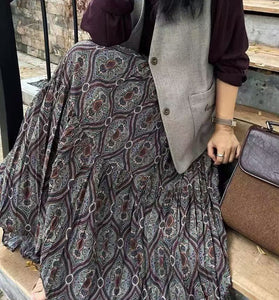 Bohemian Patterned Midi Skirt