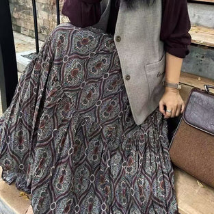 Bohemian Patterned Midi Skirt