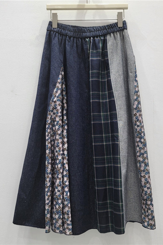 Patterned Patchwork Midi Skirt