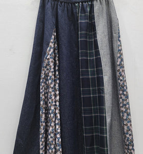 Patterned Patchwork Midi Skirt