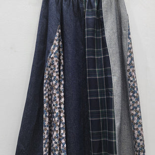 Patterned Patchwork Midi Skirt
