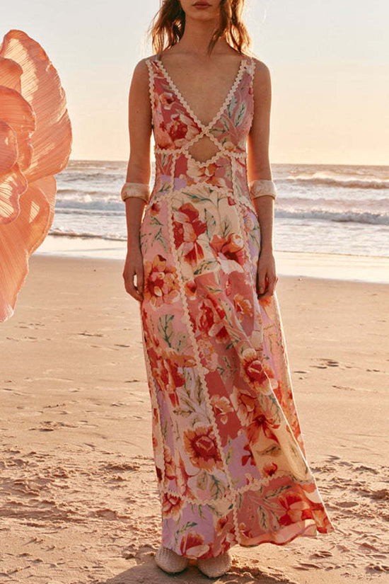 Floral Cutout Maxi Dress