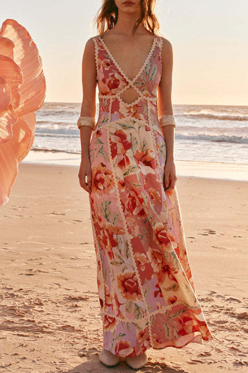 Floral Cutout Maxi Dress