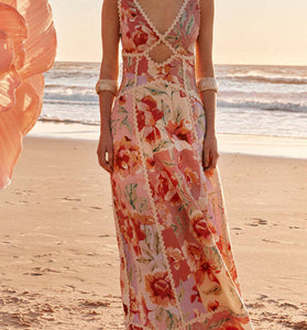 Floral Cutout Maxi Dress