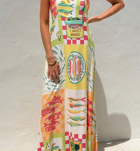 Graphic Print Maxi Slip Dress