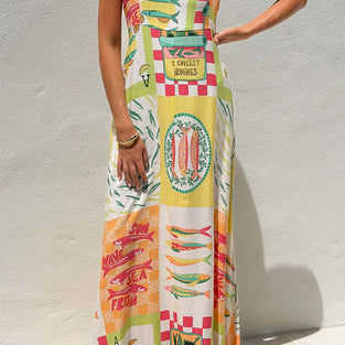 Graphic Print Maxi Slip Dress