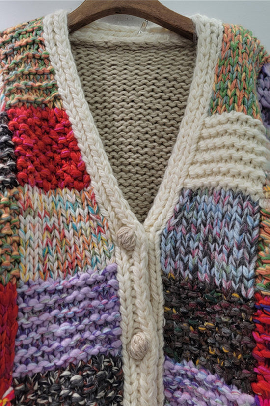 Patchwork Knit Cardigan