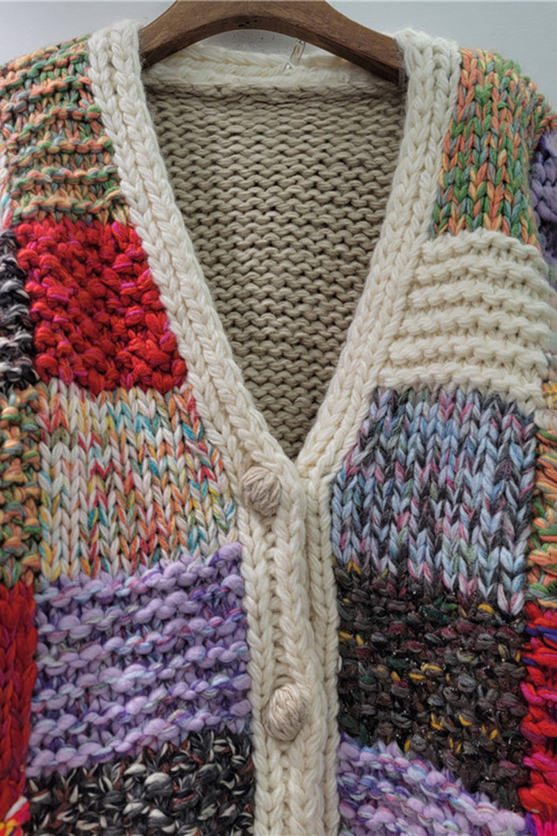 Patchwork Knit Cardigan