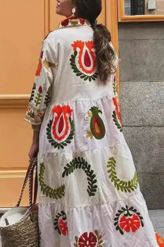 Floral Patchwork Tiered Maxi Dress