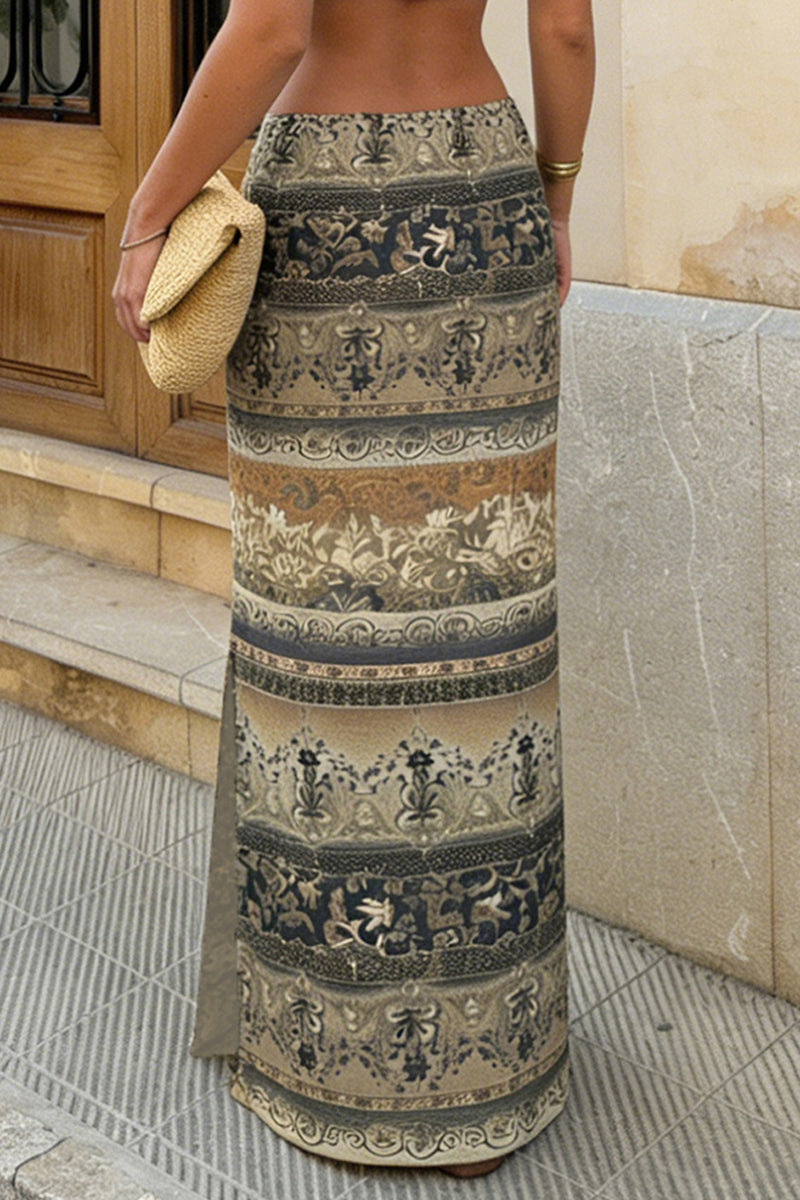 Elegant Patterned Midi Skirt