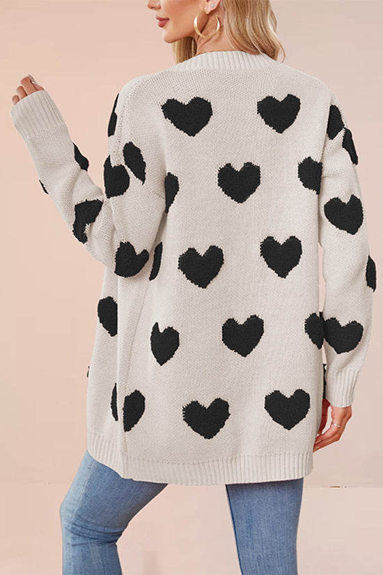 Heart Pattern Button-Up Cardigan