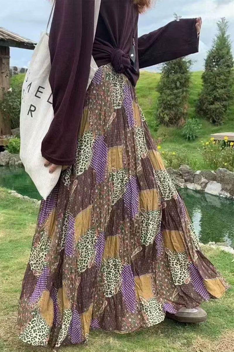 Elegant Patterned Midi Skirt