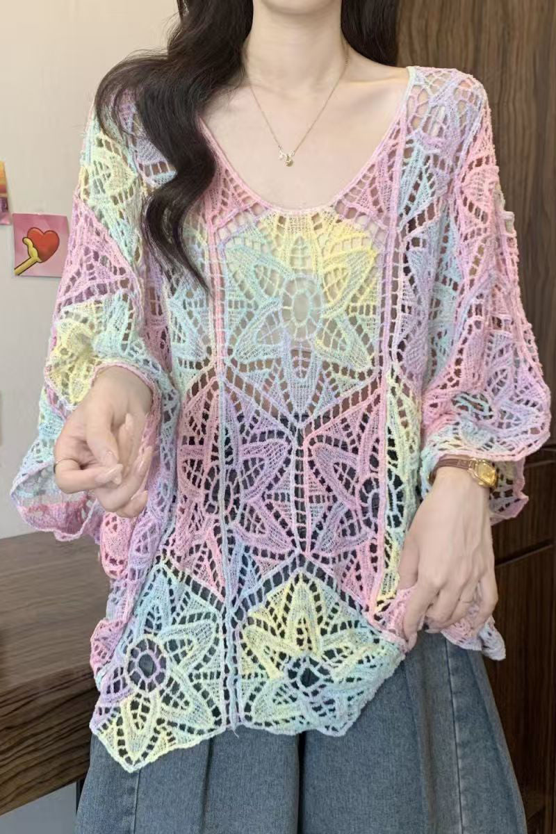 Floral Crochet Loose-Fit Blouse